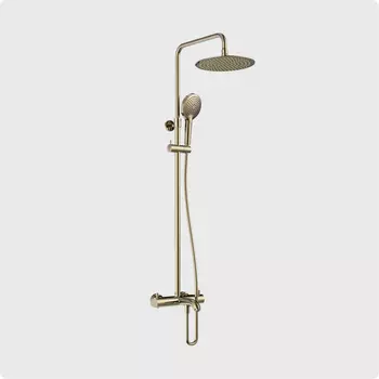 Душевая стойка AQUAme AQM8008GG с термостатом и изливом, золото