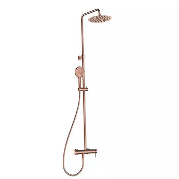 Душевая стойка AQUAme AQM8011BC со смесителем, медь шлифованная