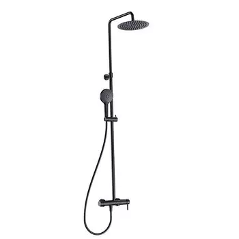 Душевая стойка AQUAme AQM8011MB со смесителем, черная матовая