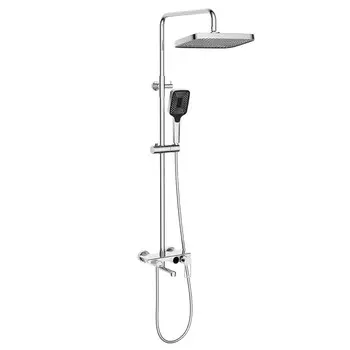 Душевая стойка Elghansa 2340715-2L с ABS верхним душем 315x210 мм, хром/черный