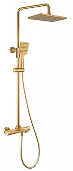 Душевая стойка Kaiser Cube 01382-3 с термостатом, с изливом, золото шлифованное