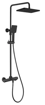 Душевая стойка Kaiser Cube 01382-9 с термостатом, с изливом, черный матовый