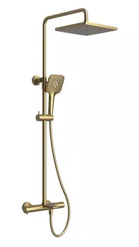 Душевая стойка Kaiser Serio 05382-3 с термостатом и изливом, шлифованное золото