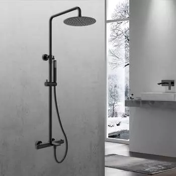 Душевая стойка Vincea Vogue VSFS-1V1TMB термостатическая с изливом, черная