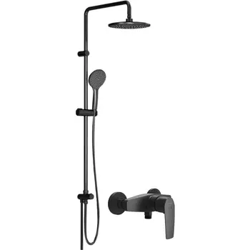 Душевой комплект Am.Pm Gem Душевая стойка F0790022 + Смеситель для душа F90A20022 черный