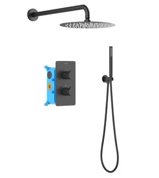 Душевой комплект Aquatek Европа AQ1376MB 3 в 1 с термостатом, черный матовый