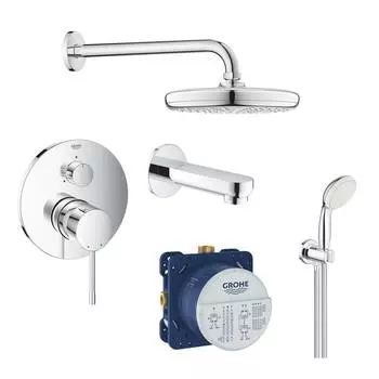 Душевой комплект Grohe Essence 119699 смеситель, верхний душ, ручной душ, излив
