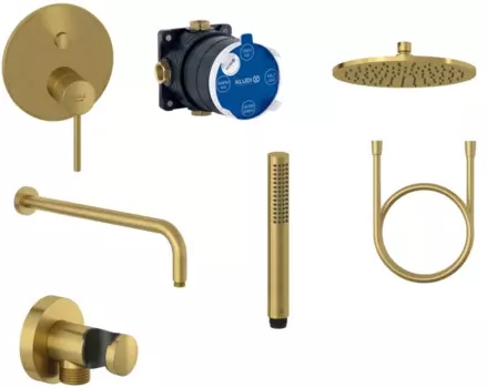 Душевая система Kludi Bozz 38658N076 7 в 1 встраиваемая, брашированное золото