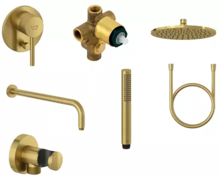 Душевая система Kludi Bozz 38736N076 7 в 1 встраиваемая, брашированное золото