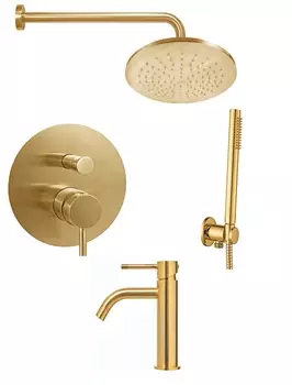 Душевой комплект Paffoni Light KITLIG015HGSP071 золото медовое брашированное