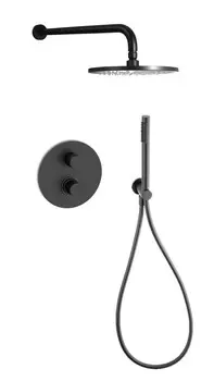 Душевой комплект Paffoni Light KITLIQ018NO термостатический черный матовый