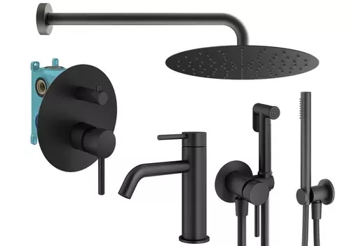 Душевой комплект Plumberia Selection Ixo KITZXO18NO53 черный матовый
