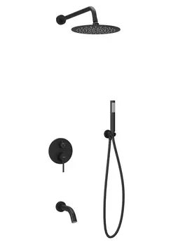 Душевой комплект Sancos Select SC3004MB с внутренней частью, с изливом, черный матовый