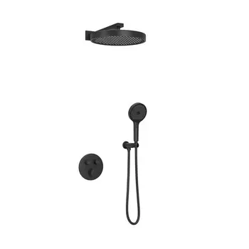 Душевой комплект Sancos Space SC3006MB с внутренней частью, c термостатом, черный матовый