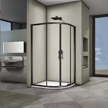 Душевой уголок Veconi Rovigo RV-08B 80x120 профиль черный. стекло прозрачное