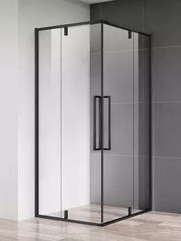 Душевой уголок AQUAme AQM7102-2-8 80x195, профиль черный матовый