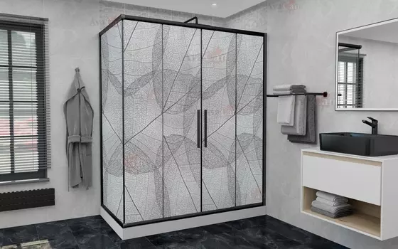 Душевой уголок AvaCan FB2-170-SB100MT 100х190х195 см, профиль черный, стекло матовое