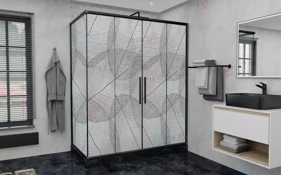 Душевой уголок AvaCan FB2-190-SB90MT 90х210х195 см, профиль черный, стекло матовое