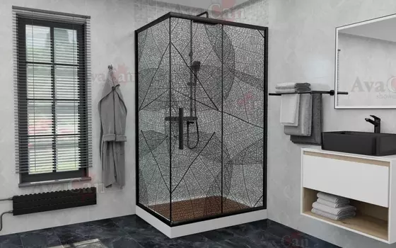 Душевой уголок AvaCan FB-120-SB100 100х140х195 см, профиль черный, стекло тонированное