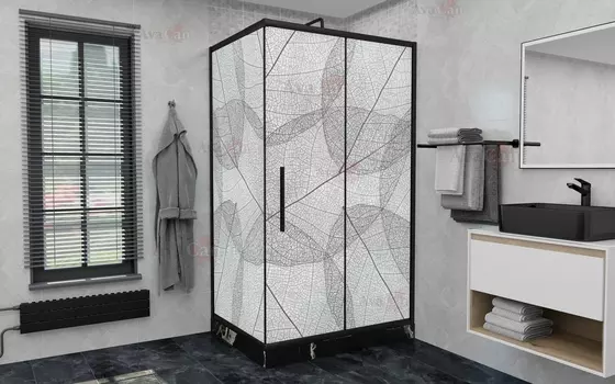 Душевой уголок AvaCan FB-120-SB100MT 100х140х195 см, профиль черный, стекло матовое