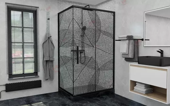 Душевой уголок AvaCan FB-120-SB80 80х140х195 см, профиль черный, стекло тонированное