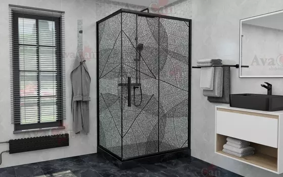 Душевой уголок AvaCan FB-120-SB90 90х140х195 см, профиль черный, стекло тонированное