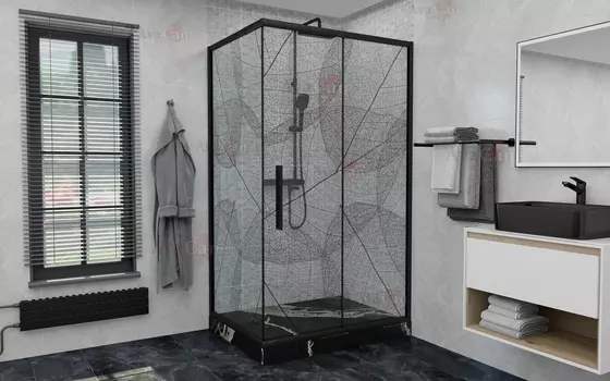 Душевой уголок AvaCan FB-160-SB90 90х180х195 см, профиль черный, стекло тонированное