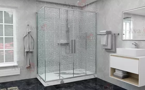 Душевой уголок AvaCan FC2-170-SC100 100х190х195 см, профиль хром, стекло прозрачное