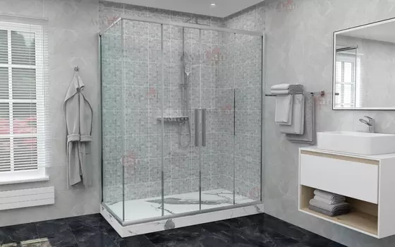 Душевой уголок AvaCan FC2-170-SC90 90х190х195 см, профиль хром, стекло прозрачное