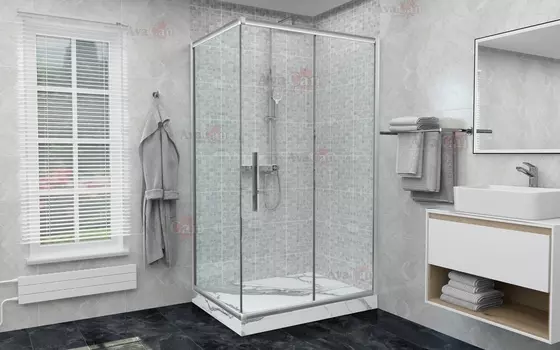 Душевой уголок AvaCan FC-120-SC80 80х140х195 см, профиль хром, стекло прозрачное