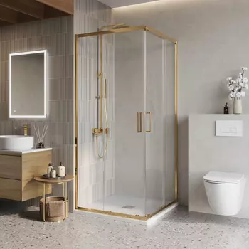 Душевой уголок BelBagno Luce LUCE-A-2-80-C-ORO 80х80 профиль золото, стекло прозрачное