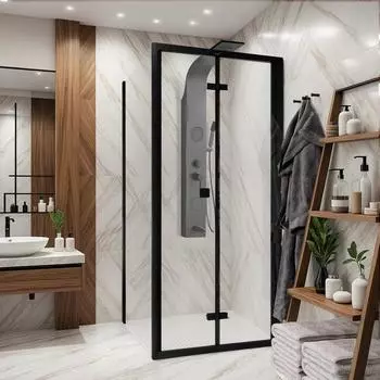 Душевой уголок Ceruttispa Bella ZQD91B 90 профиль черный, стекло прозрачное