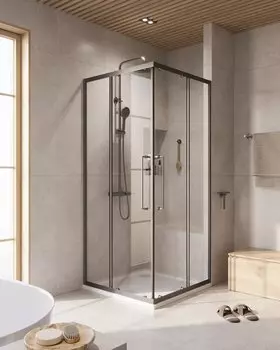 Душевой уголок Cezares Relax-304-A-2-100-C-GM профиль оружейная сталь, стекло прозрачное