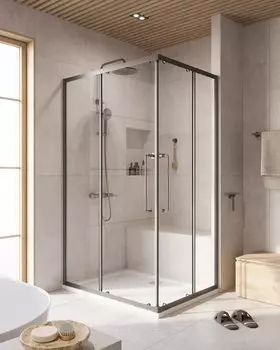 Душевой уголок Cezares Relax-304-AH-2-120/90-C-GM профиль оружейная сталь, стекло прозрачное