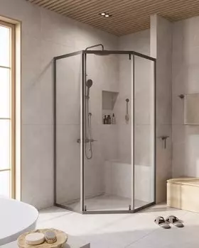 Душевой уголок Cezares Relax-304-P-1-100-C-GM профиль оружейная сталь, стекло прозрачное