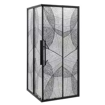 Душевой уголок Deto KB 80-90 Black стекло с рисунком, профиль черный