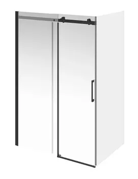 Душевой уголок Kerama Marazzi CRISTALLO 140х100х210 см, профиль черный матовый, стекло прозрачное