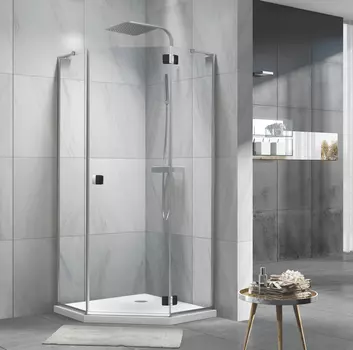 Душевой уголок Koller Pool Neon N90PСB 90x90 стекло прозрачное Calk Free профиль хром/черный