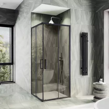 Душевой уголок Maybah Glass MGY-1324-6 100х100 профиль черный, стекло прозрачное