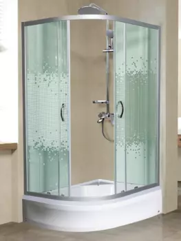 Душевой уголок Мономах ДУ 100/80/180 МЗ R с поддоном, стекло прозрачное с рисунком, профиль хром