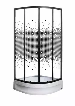 Душевой уголок Мономах ДУ 90/180 МЗ BL с поддоном, стекло прозрачное с рисунком, профиль черный
