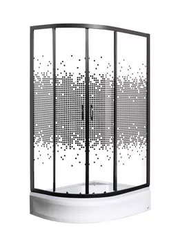 Душевой уголок Мономах ДУ 90/70/180 МЗ BL без поддона, стекло с узором, профиль черный