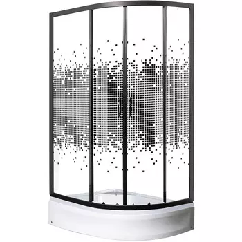 Душевой уголок Мономах ДУ 90/70/180 МЗ BL L с поддоном, стекло прозрачное с рисунком, профиль черный