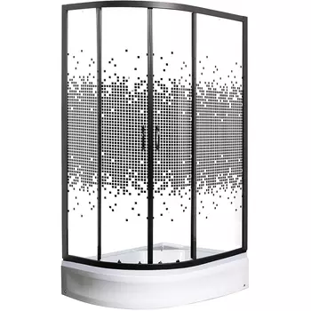 Душевой уголок Мономах ДУ 90/70/180 МЗ BL R с поддоном, стекло прозрачное с рисунком, профиль черный