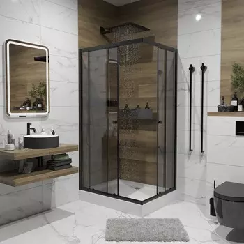 Душевой уголок Niagara Eco NG-018-14QT стекло тонированное, профиль черный