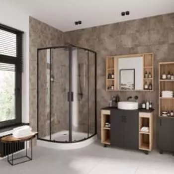 Душевой уголок Niagara Nova NG-6807-08 BLACK 100x100x190 четверть круга, черный (Без поддона)