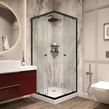 Душевой уголок Parly ZFQ81B 80х80 с поддоном, профиль черный, стекло матовое