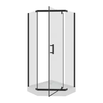Душевой уголок Parly ZPE911BE 90х90 стекло прозрачное, профиль черный, с поддоном