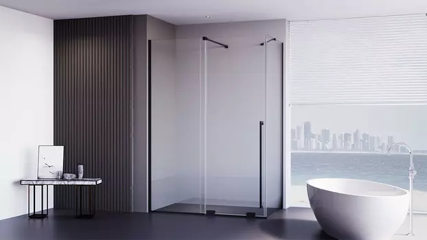 Душевой уголок Premium Trento PTC-SP-50B 150x100x200 см, профиль профиль черный матовый, стекло прозрачное