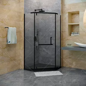 Душевой уголок RGW Hotel HO-081B 100x100x195 профиль черный, стекло прозрачное